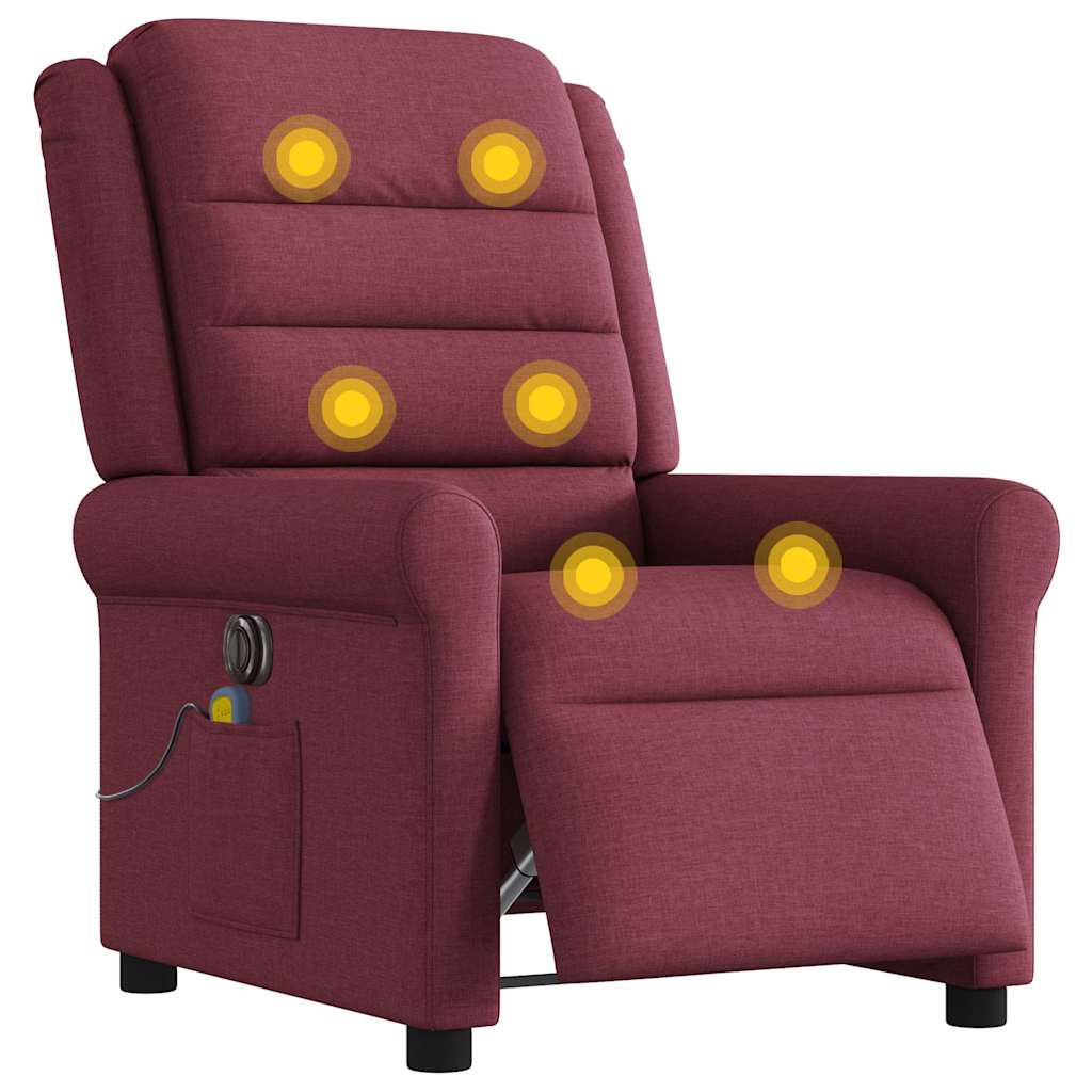 Fauteuil de massage inclinable électrique Rouge bordeaux Tissu