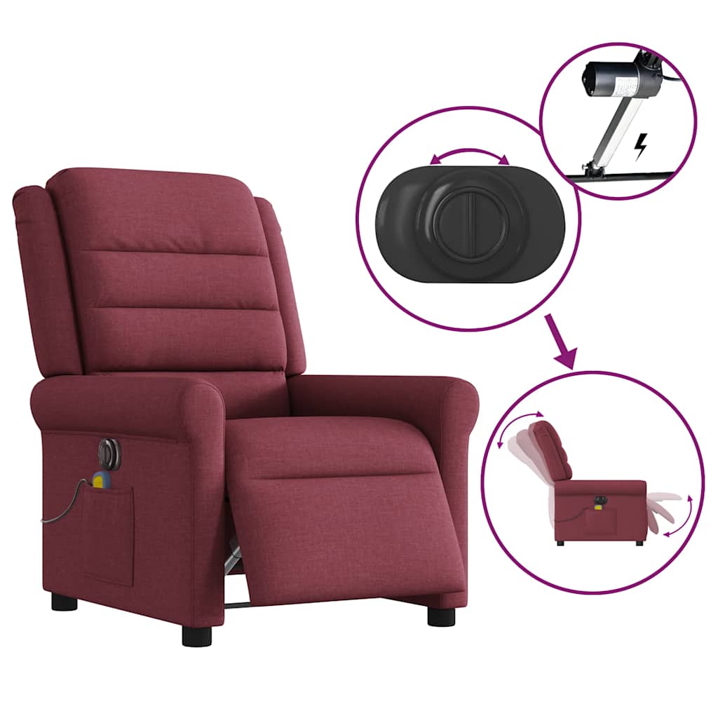 Fauteuil de massage inclinable électrique Rouge bordeaux Tissu - XIOS