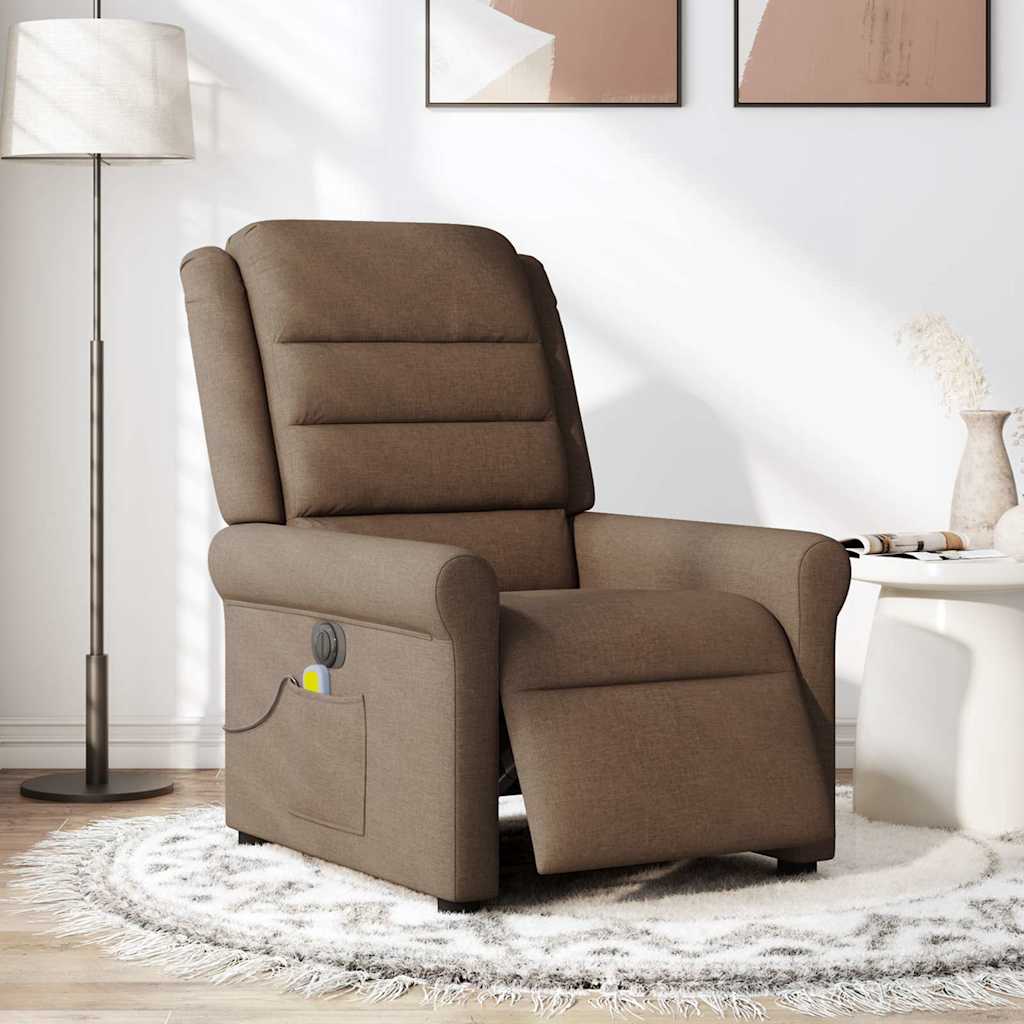 Fauteuil inclinable de massage électrique marron tissu - XIOS