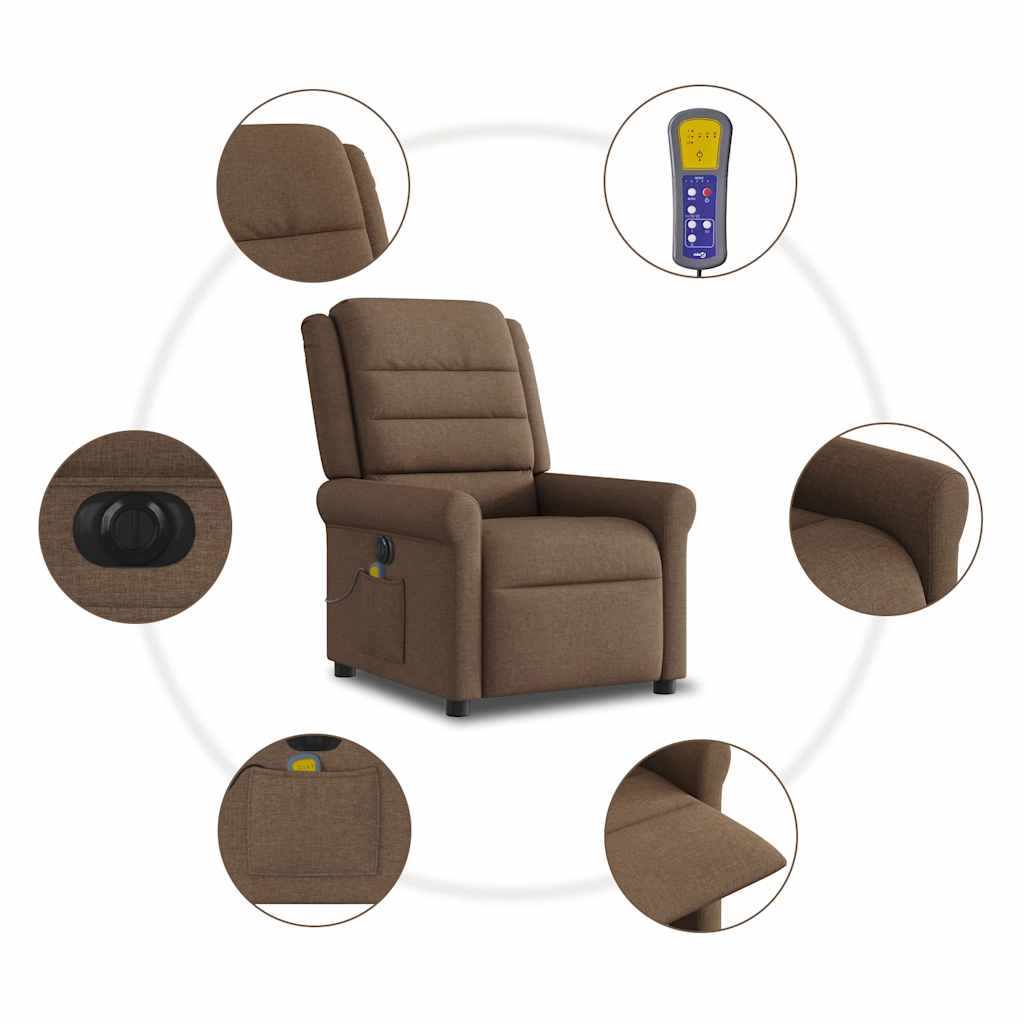 Fauteuil inclinable de massage électrique marron tissu - XIOS