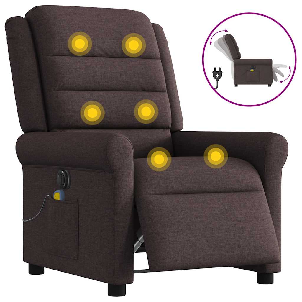 Fauteuil de massage inclinable électrique Marron foncé Tissu - XIOS