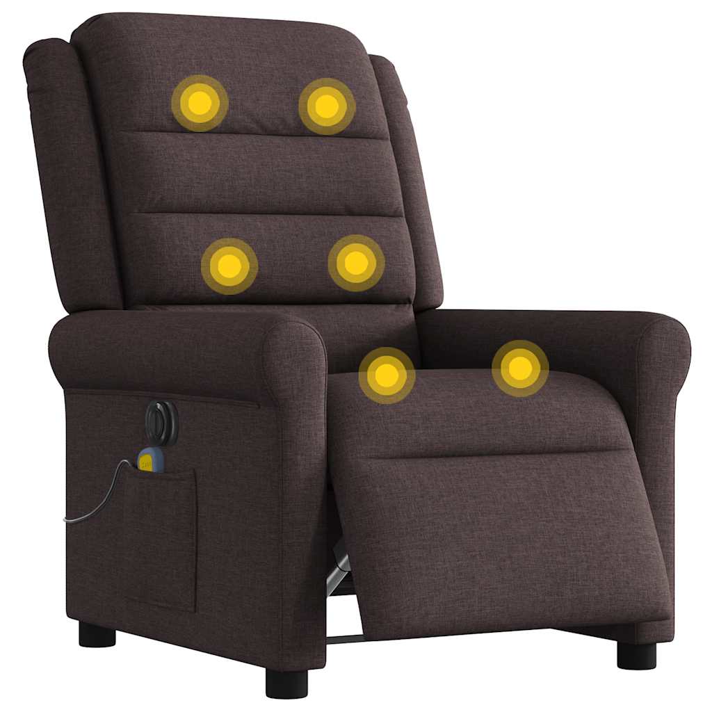 Fauteuil de massage inclinable électrique Marron foncé Tissu - XIOS
