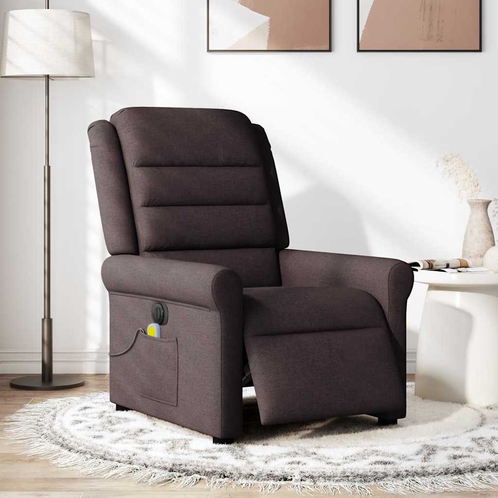 Fauteuil de massage inclinable électrique Marron foncé Tissu - XIOS