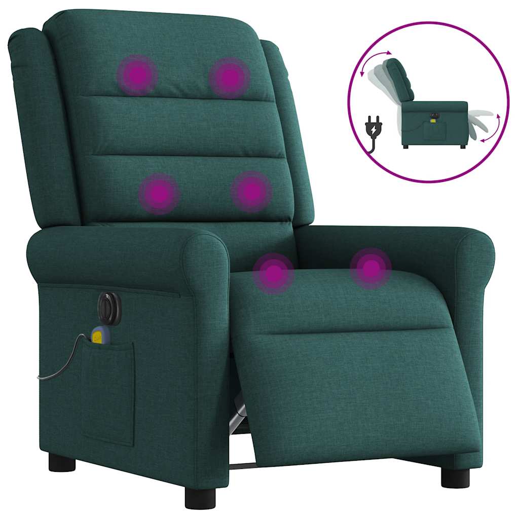 Fauteuil de massage inclinable électrique Vert foncé Tissu - XIOS