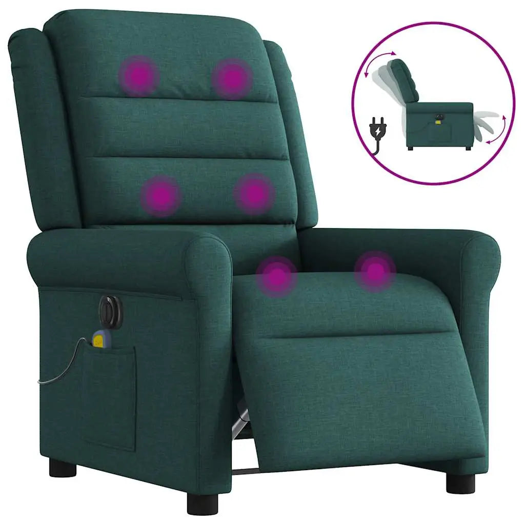 Fauteuil de massage inclinable électrique Vert foncé Tissu - XIOS