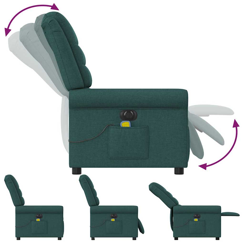 Fauteuil de massage inclinable électrique Vert foncé Tissu - XIOS