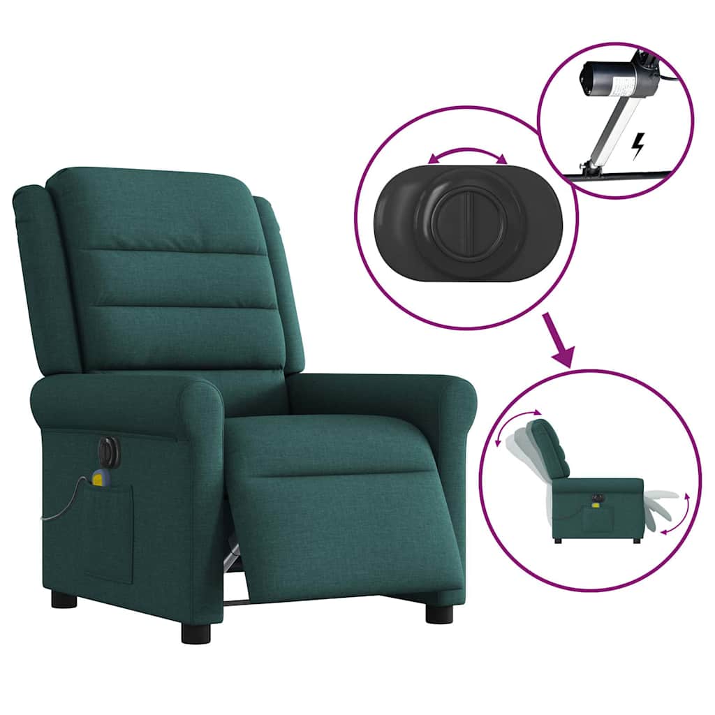 Fauteuil de massage inclinable électrique Vert foncé Tissu - XIOS