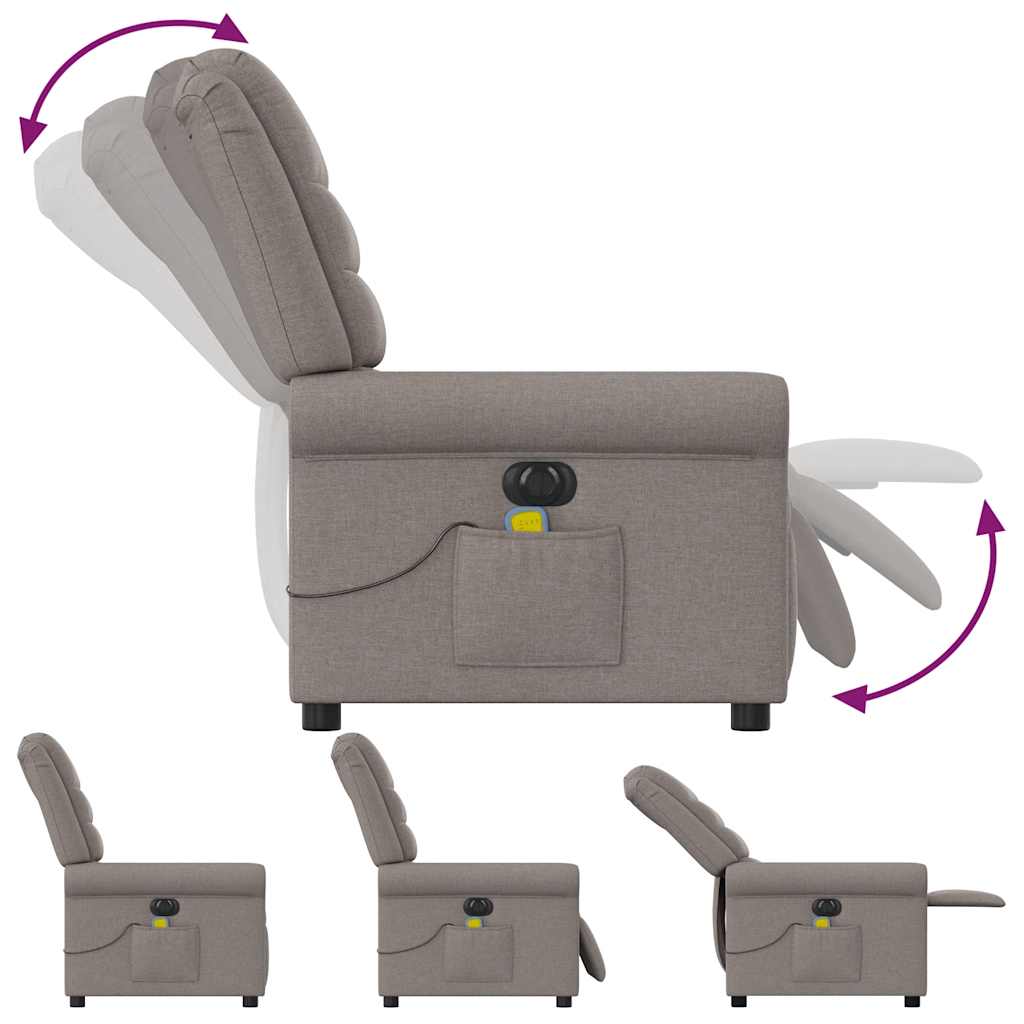 Fauteuil de massage inclinable électrique Taupe Tissu