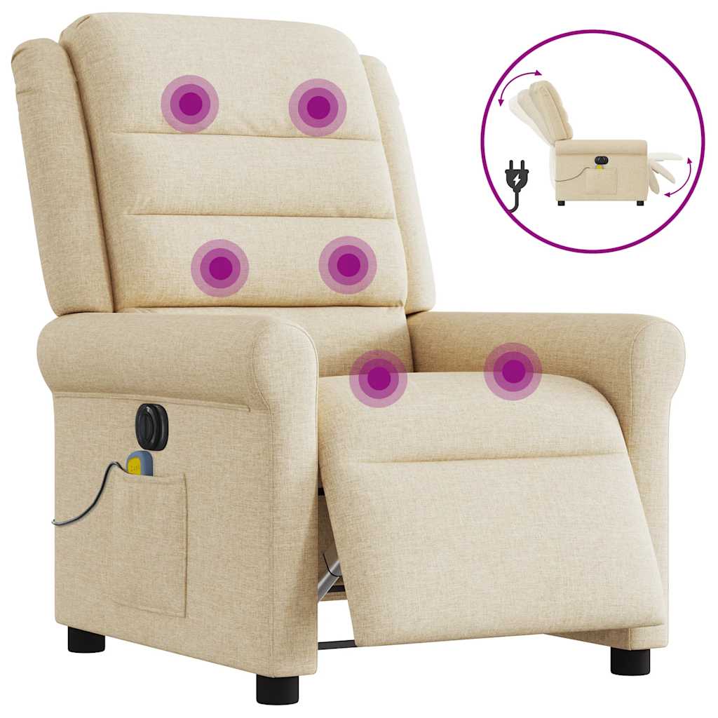 Fauteuil inclinable de massage électrique crème tissu - XIOS