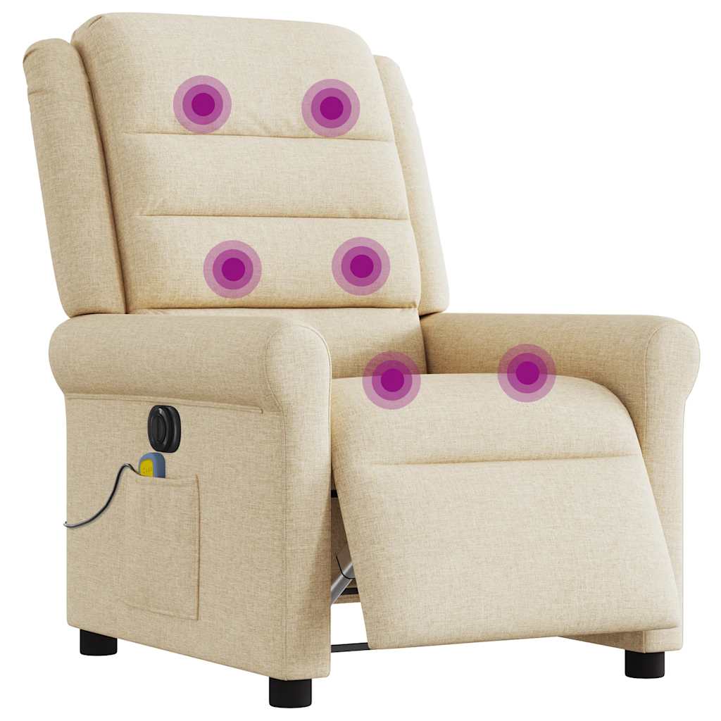 Fauteuil inclinable de massage électrique crème tissu - XIOS