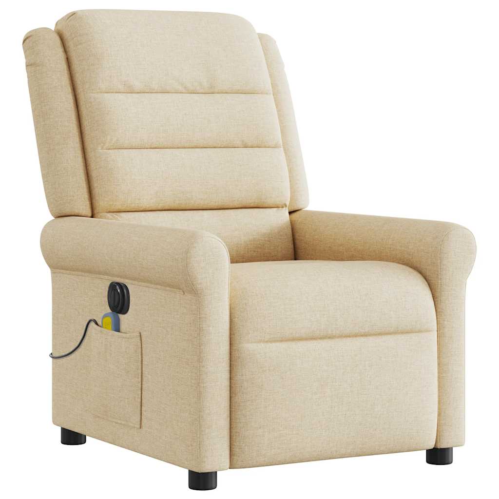 Fauteuil inclinable de massage électrique crème tissu - XIOS
