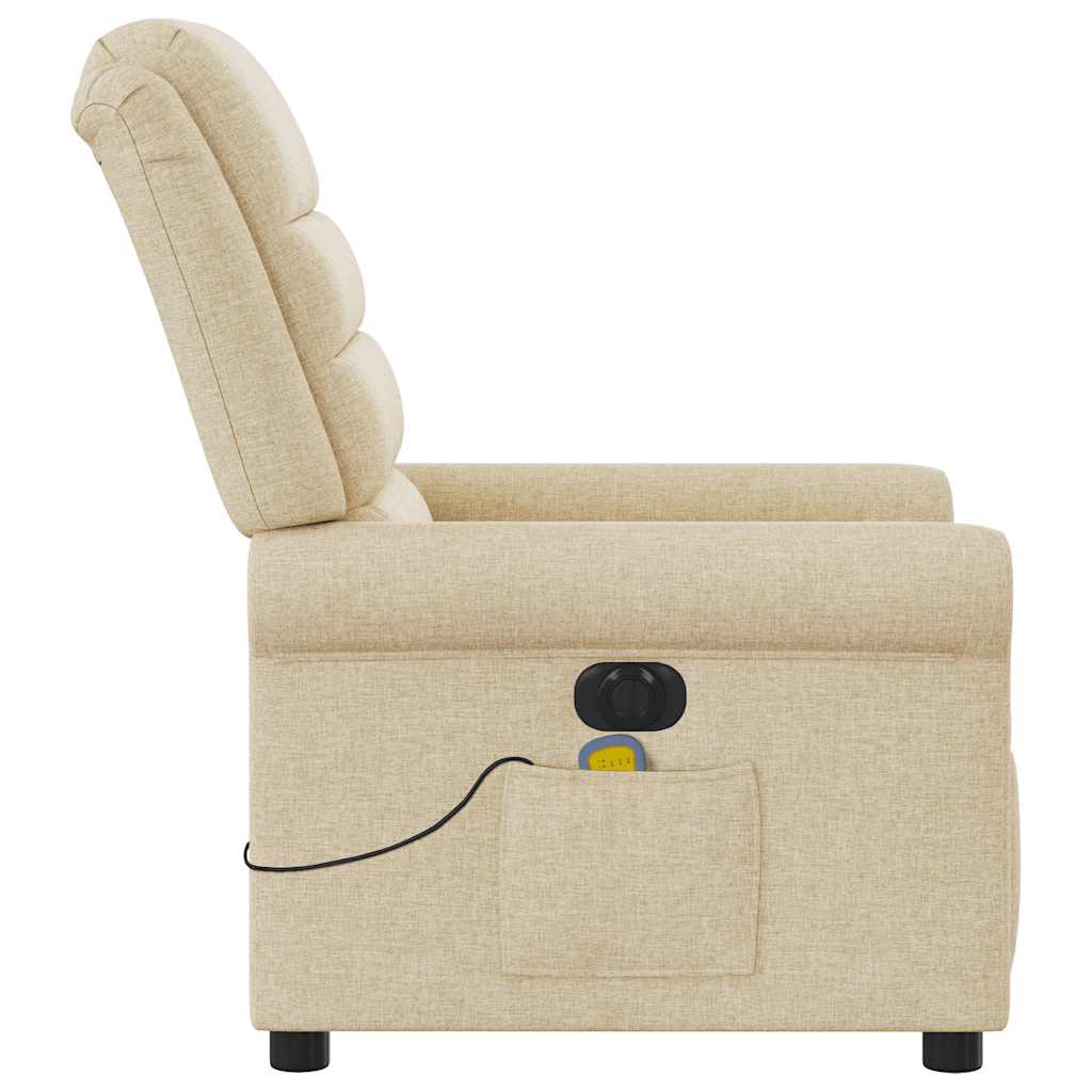 Fauteuil inclinable de massage électrique crème tissu - XIOS