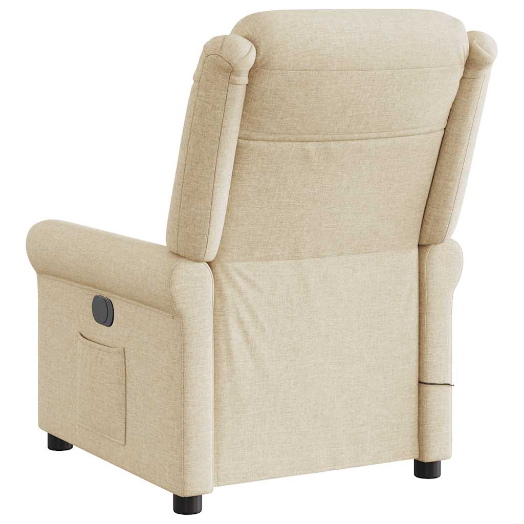 Fauteuil inclinable de massage électrique crème tissu - XIOS