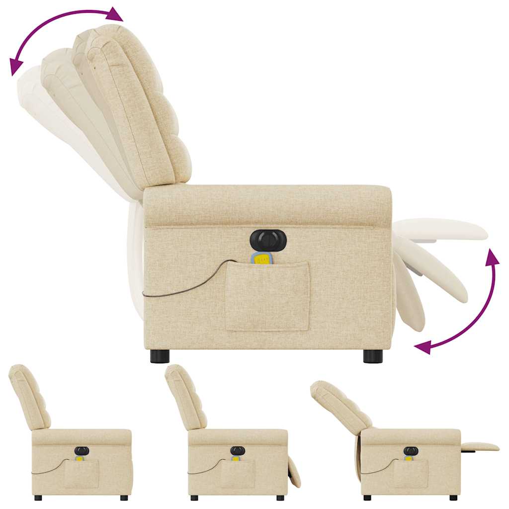 Fauteuil inclinable de massage électrique crème tissu - XIOS