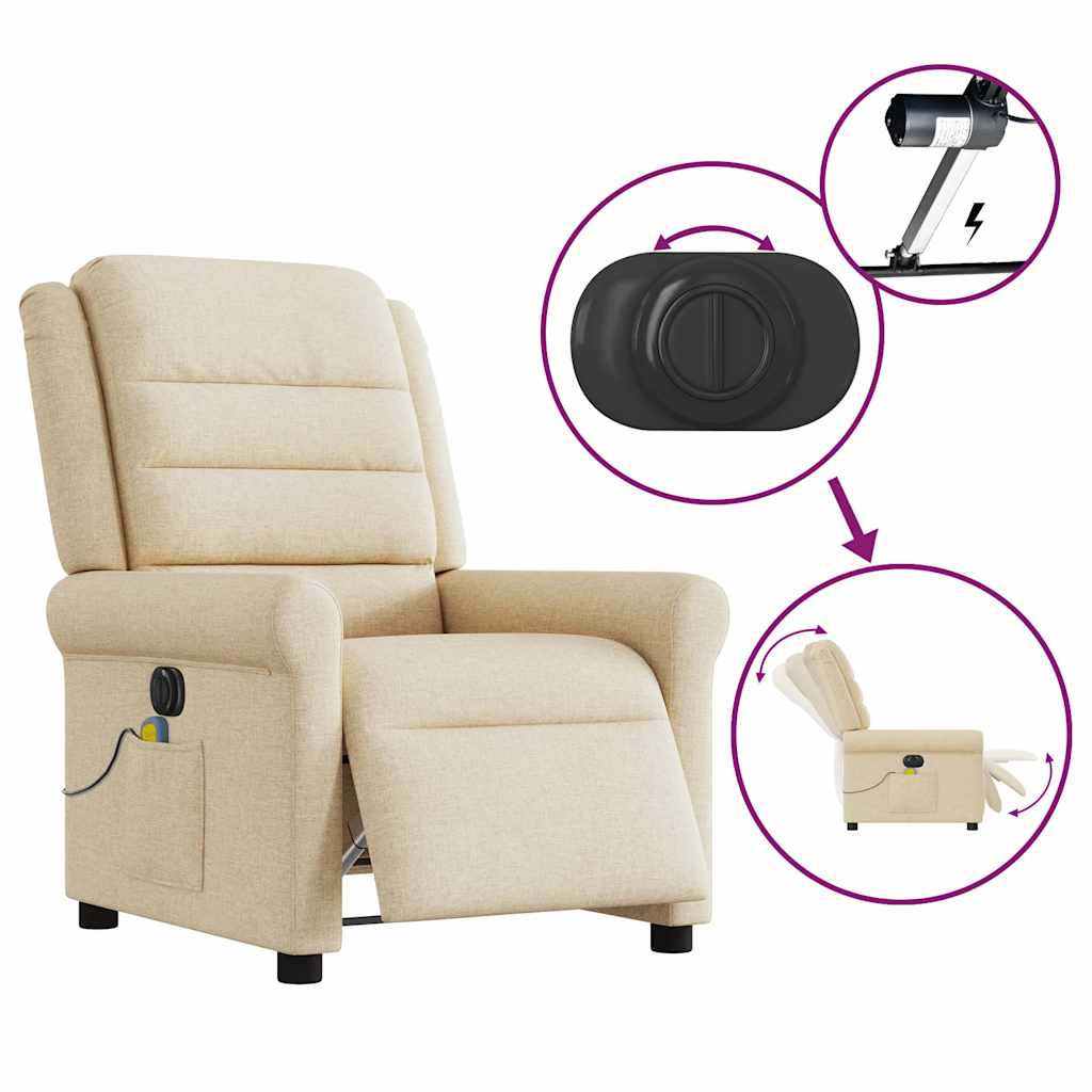 Fauteuil inclinable de massage électrique crème tissu - XIOS