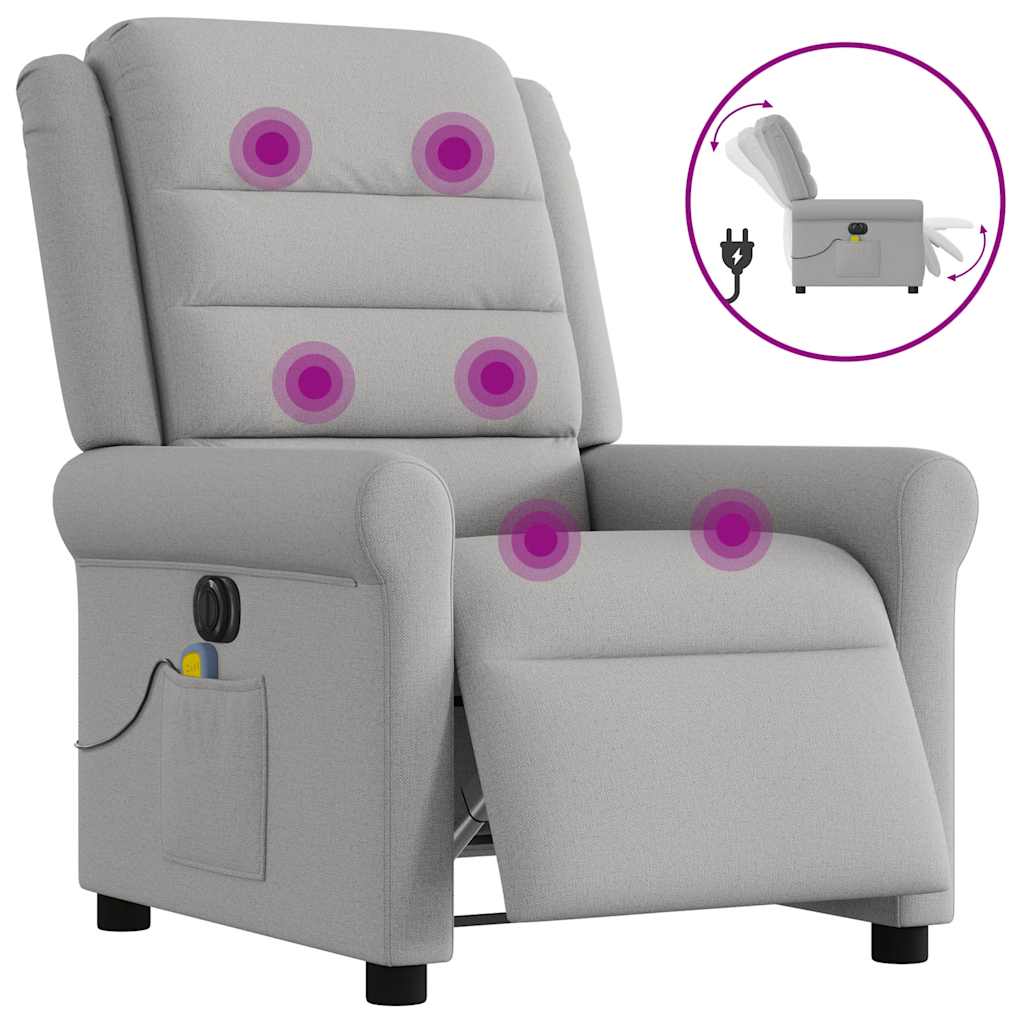 Fauteuil de massage inclinable électrique gris nuage tissu - XIOS