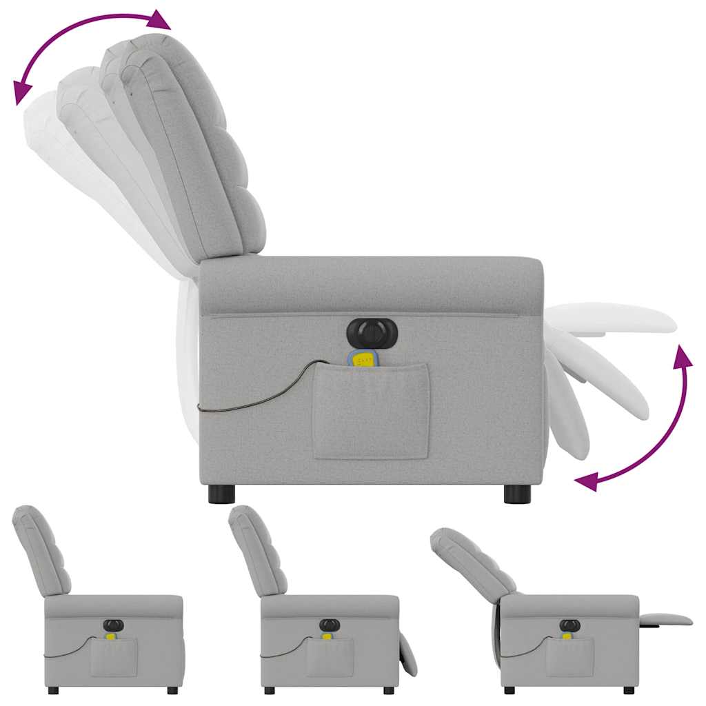 Fauteuil de massage inclinable électrique gris nuage tissu - XIOS