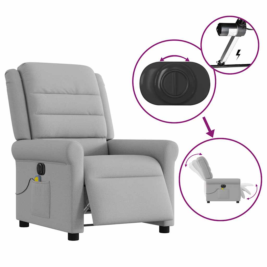 Fauteuil de massage inclinable électrique gris nuage tissu - XIOS