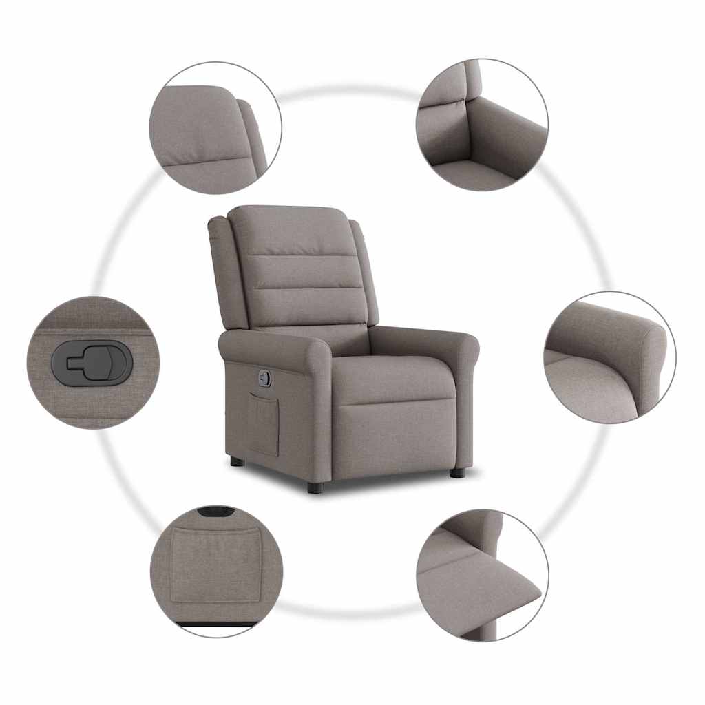 Fauteuil inclinable taupe tissu - XIOS