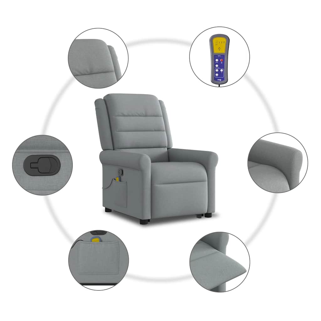 Fauteuil de massage inclinable Gris clair Tissu - XIOS