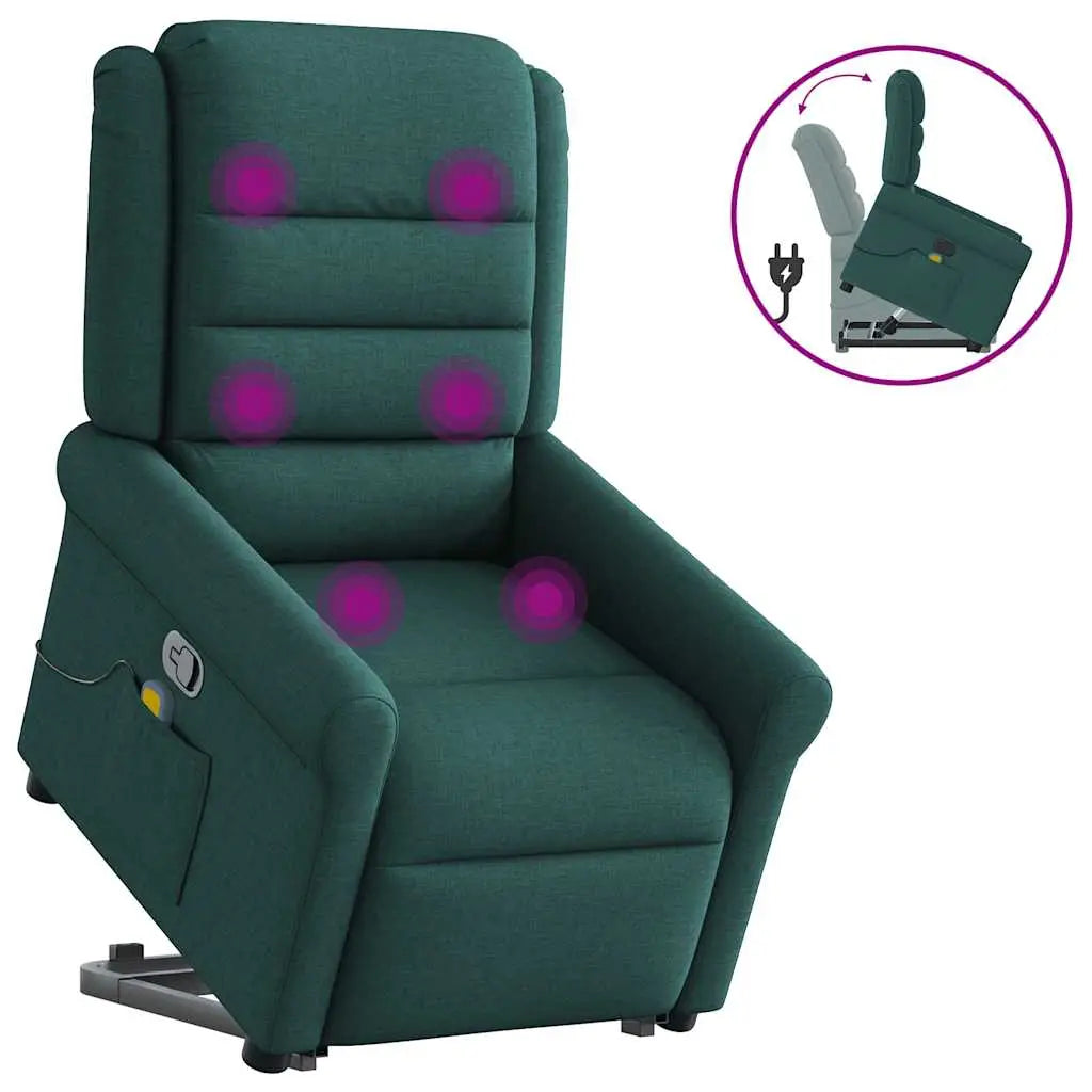 Fauteuil inclinable de massage Vert foncé Tissu - XIOS