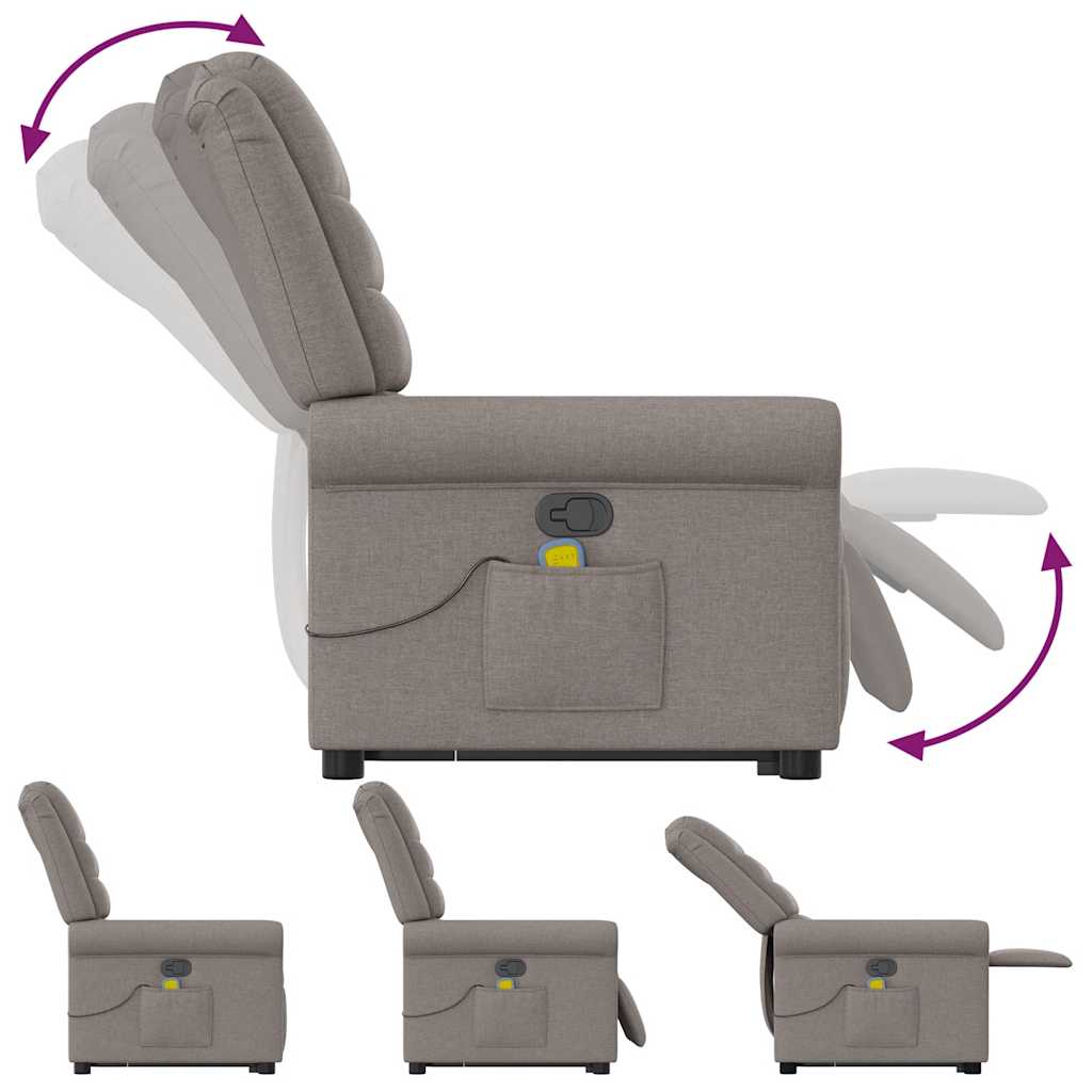 Fauteuil inclinable de massage Taupe Tissu - XIOS