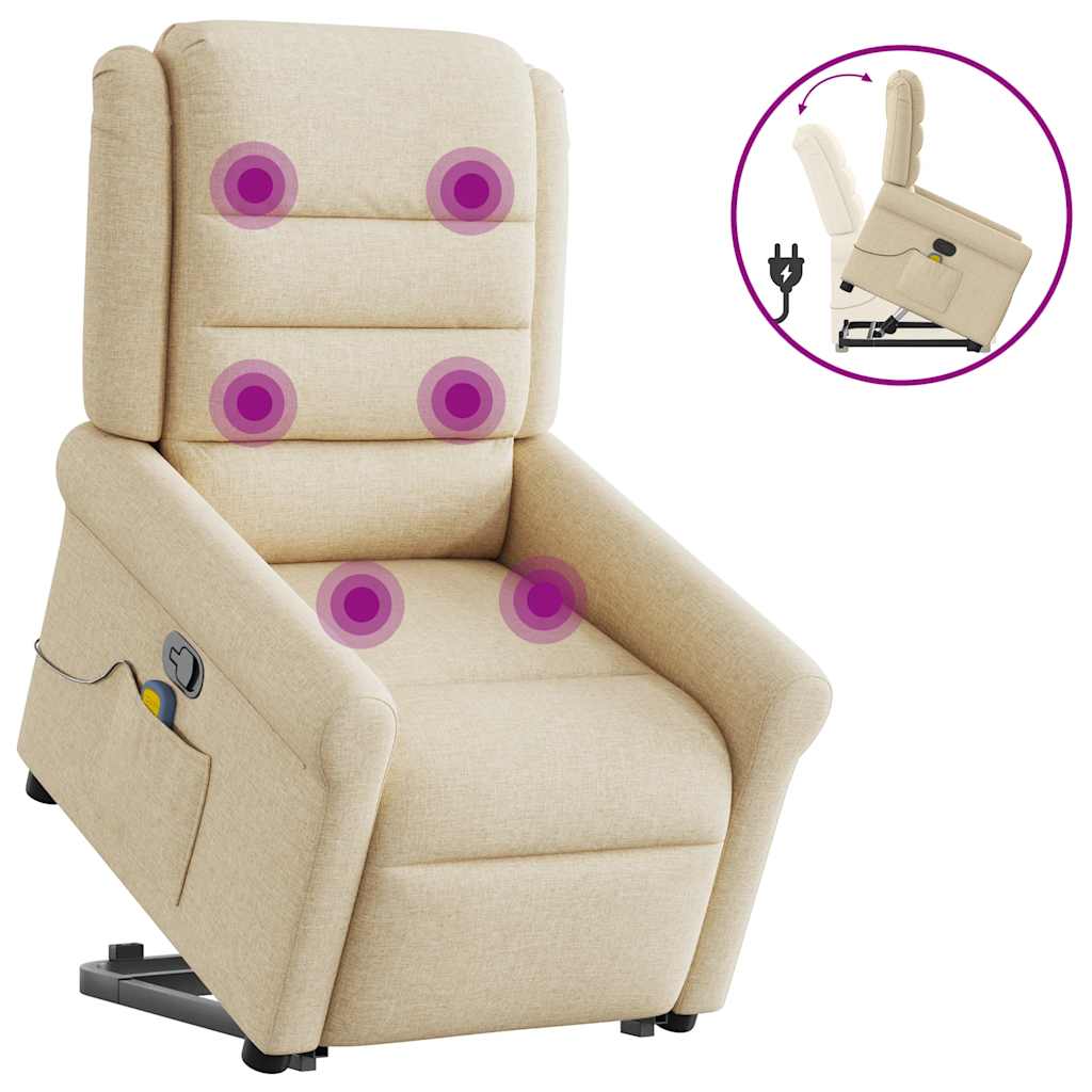 Fauteuil inclinable de massage Crème Tissu - XIOS