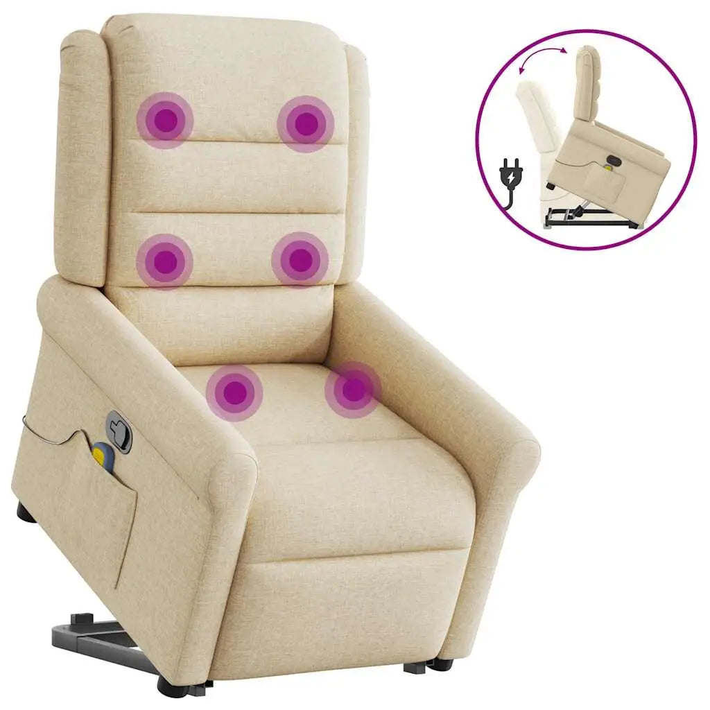 Fauteuil inclinable de massage Crème Tissu - XIOS