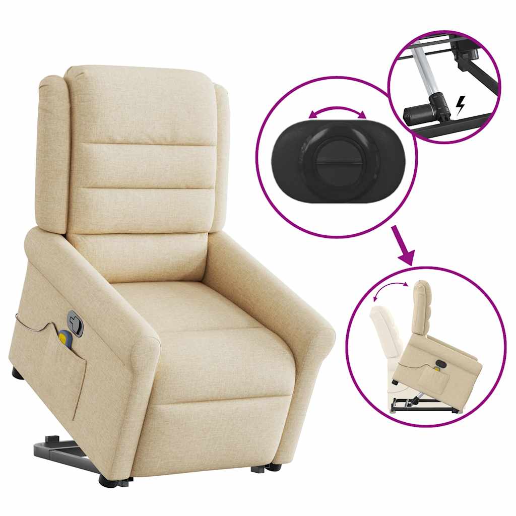 Fauteuil inclinable de massage Crème Tissu - XIOS