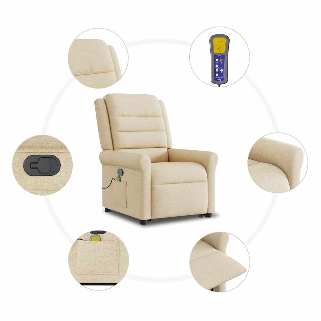 Fauteuil inclinable de massage Crème Tissu