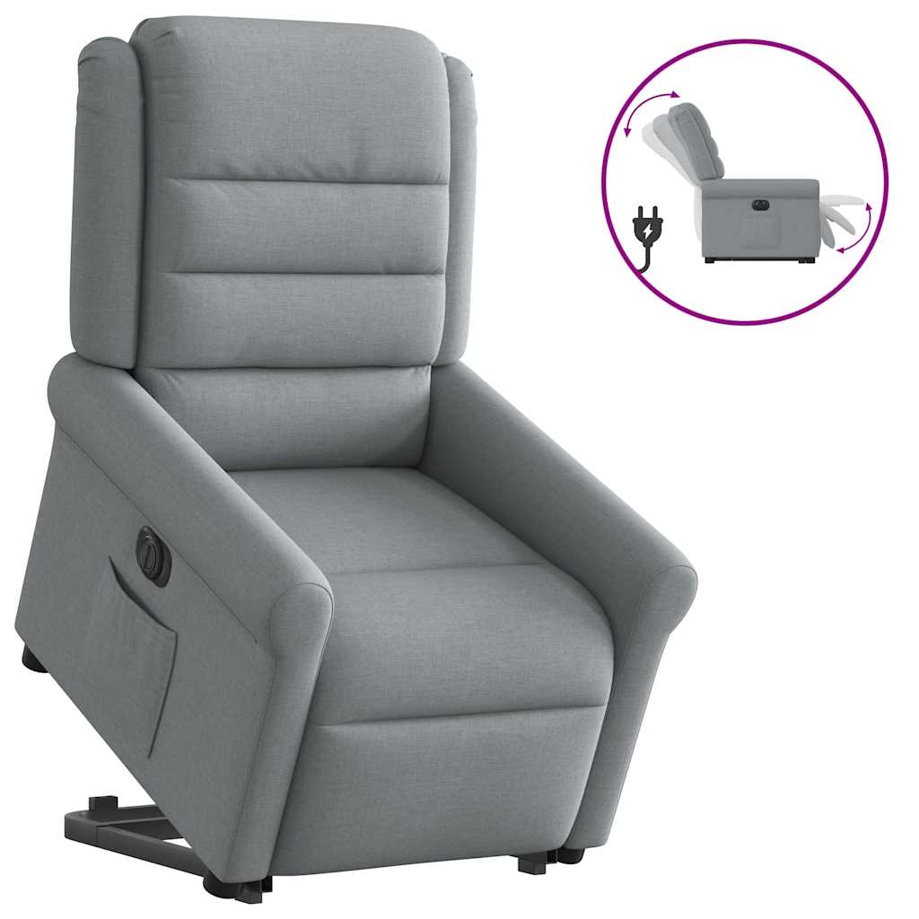 Fauteuil inclinable électrique gris clair tissu - XIOS