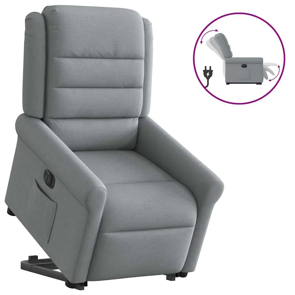 Fauteuil inclinable électrique gris clair tissu - XIOS