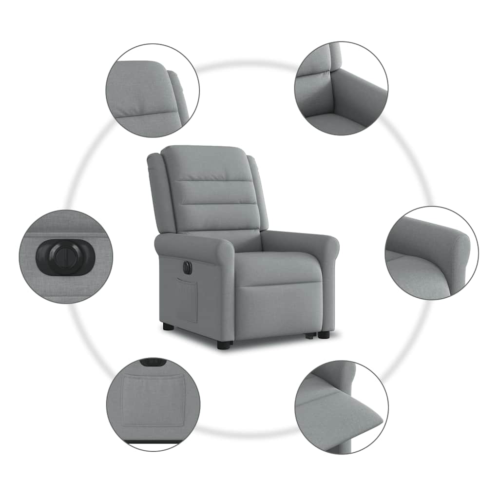 Fauteuil inclinable électrique gris clair tissu - XIOS