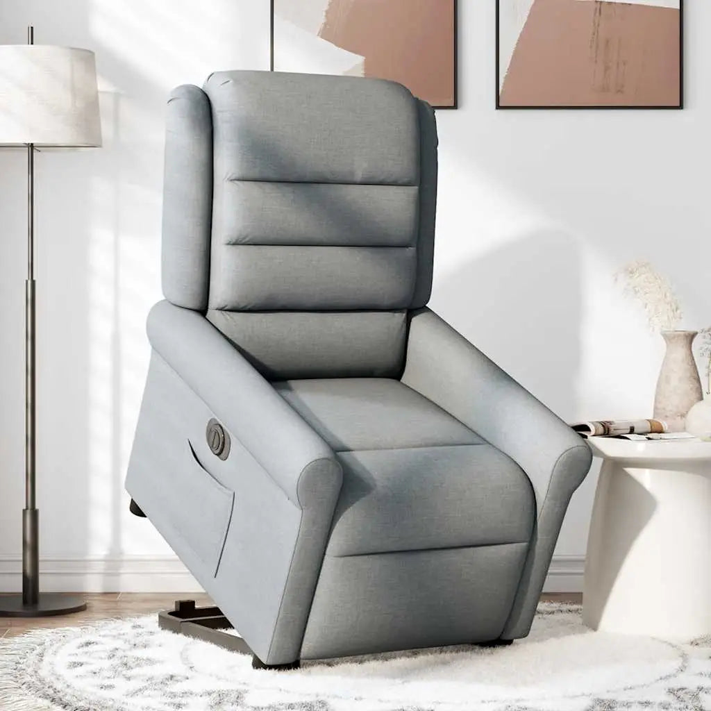 Fauteuil inclinable électrique gris clair tissu - XIOS