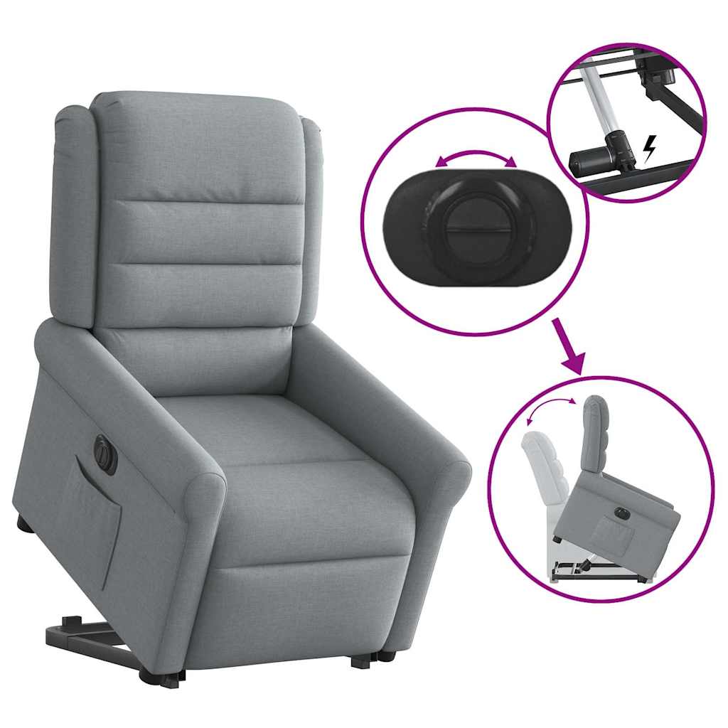 Fauteuil inclinable électrique gris clair tissu - XIOS