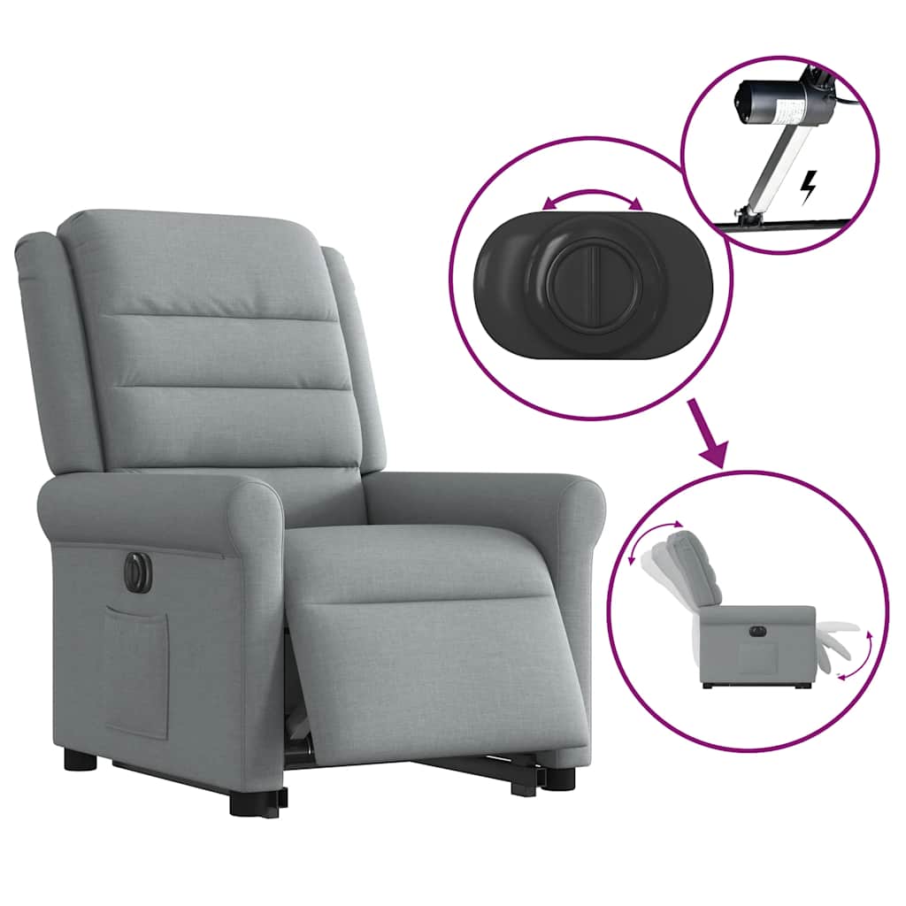 Fauteuil inclinable électrique gris clair tissu - XIOS