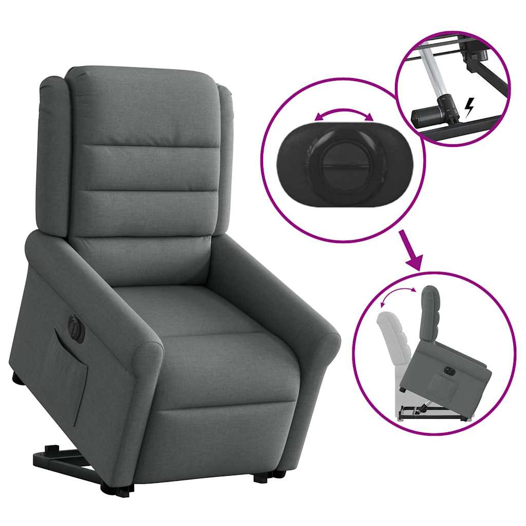 Fauteuil inclinable électrique gris foncé tissu - XIOS