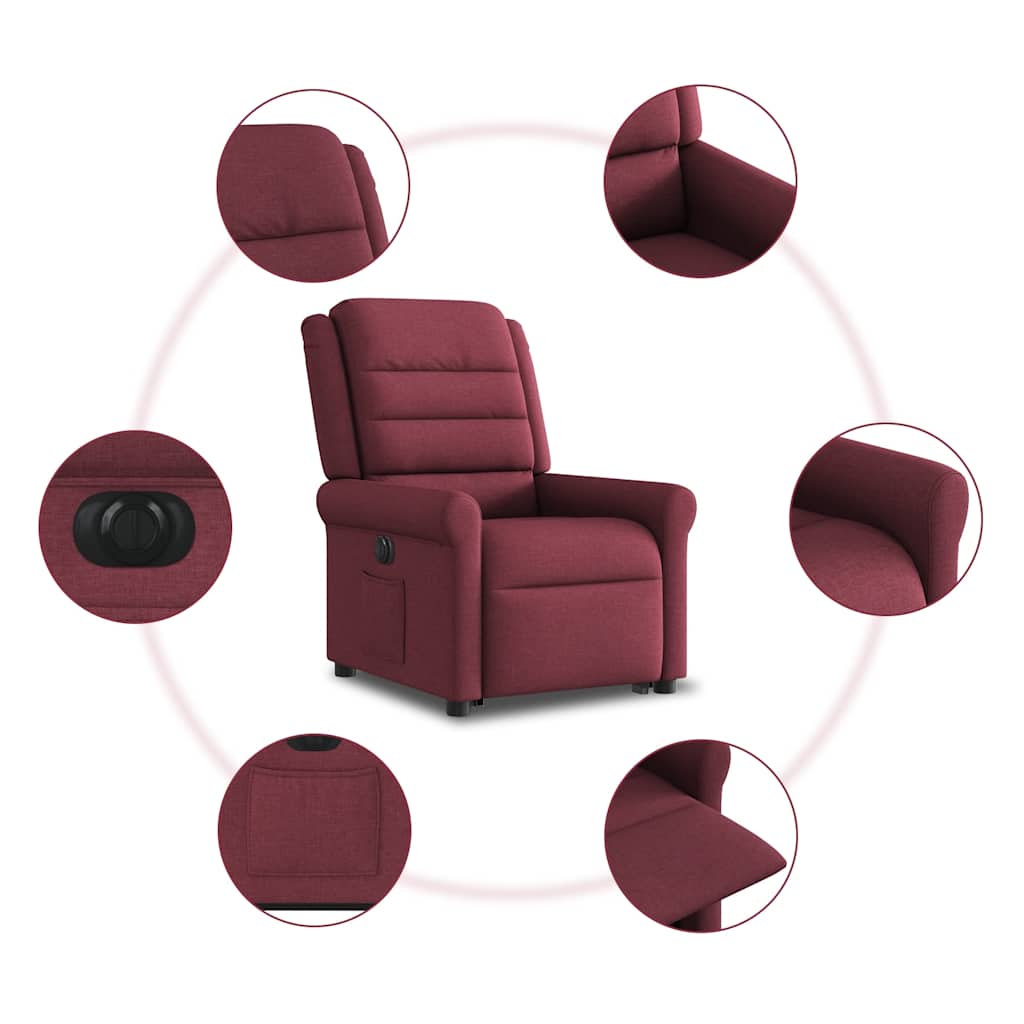 Fauteuil inclinable électrique rouge bordeaux tissu - XIOS