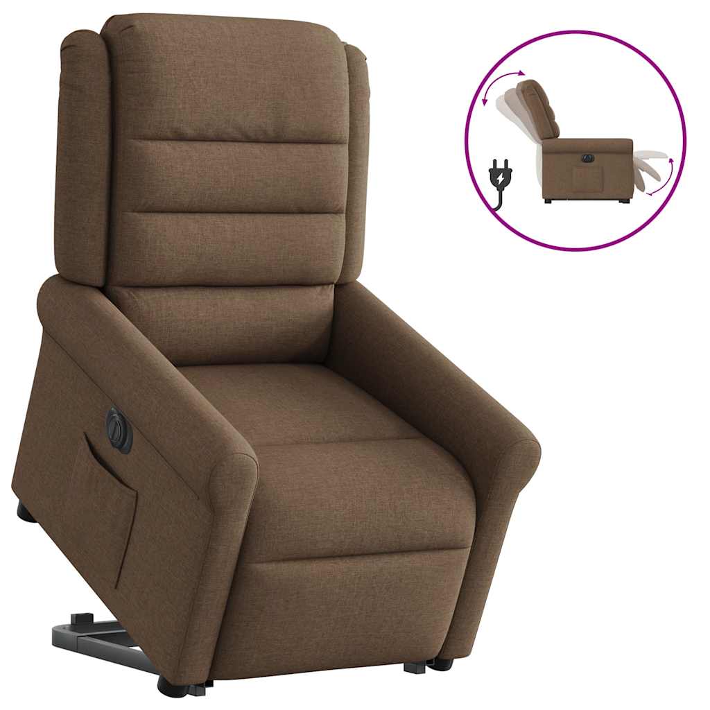 Fauteuil inclinable électrique marron tissu - XIOS