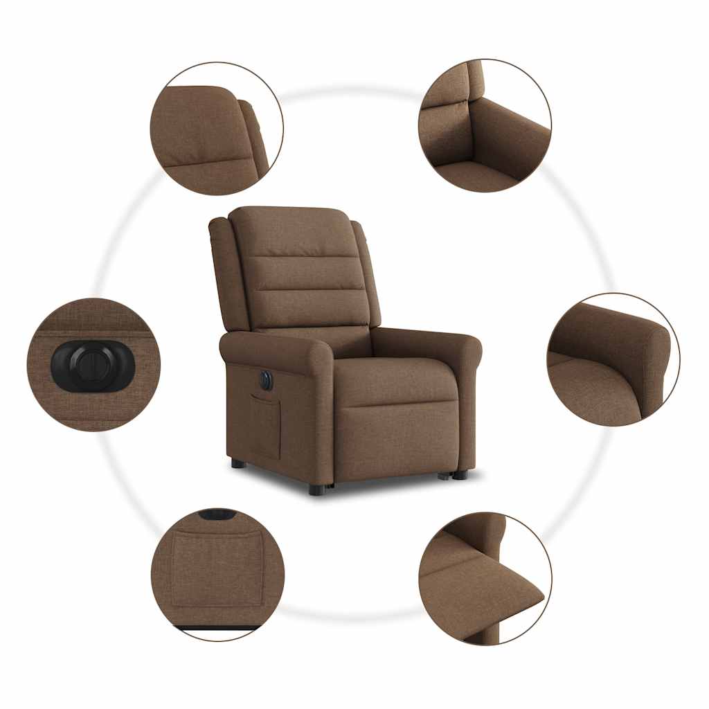 Fauteuil inclinable électrique marron tissu - XIOS