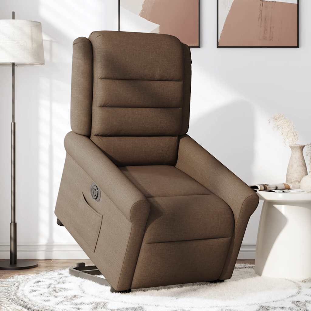 Fauteuil inclinable électrique marron tissu - XIOS