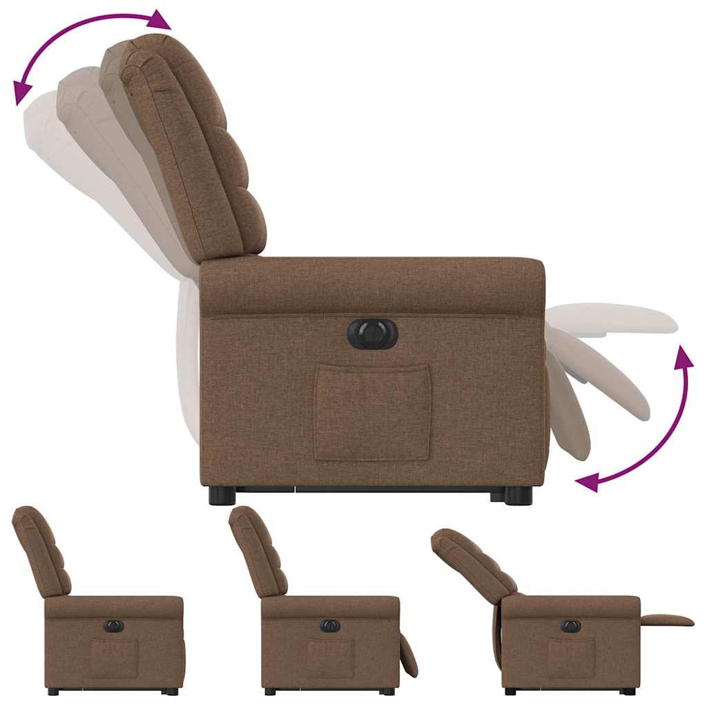Fauteuil inclinable électrique marron tissu - XIOS
