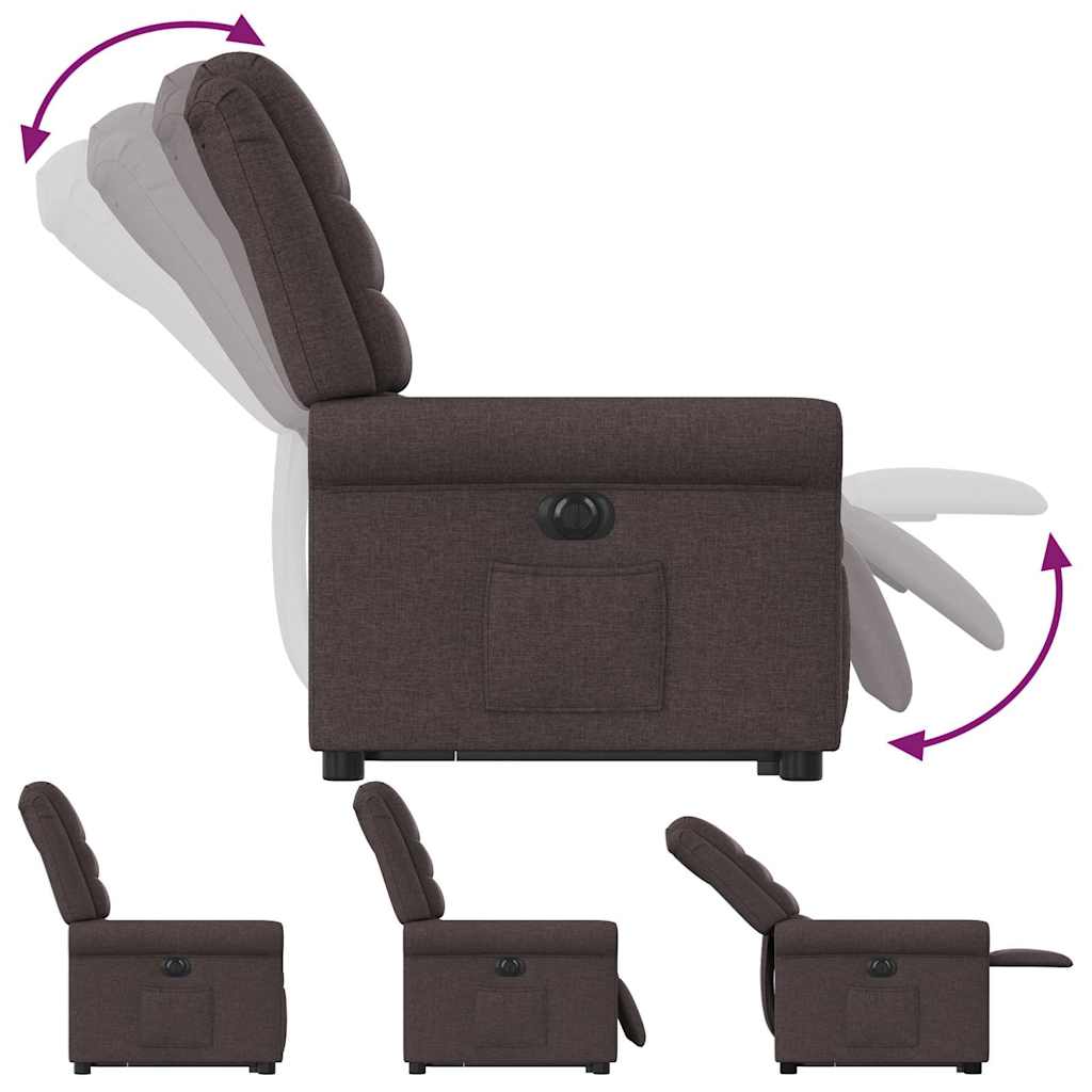 Fauteuil inclinable électrique marron foncé tissu