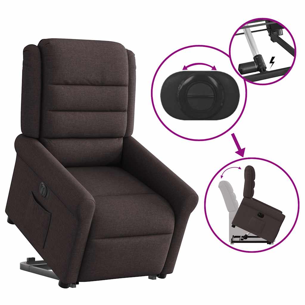 Fauteuil inclinable électrique marron foncé tissu