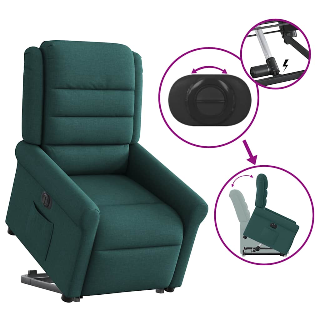 Fauteuil inclinable électrique vert foncé tissu - XIOS
