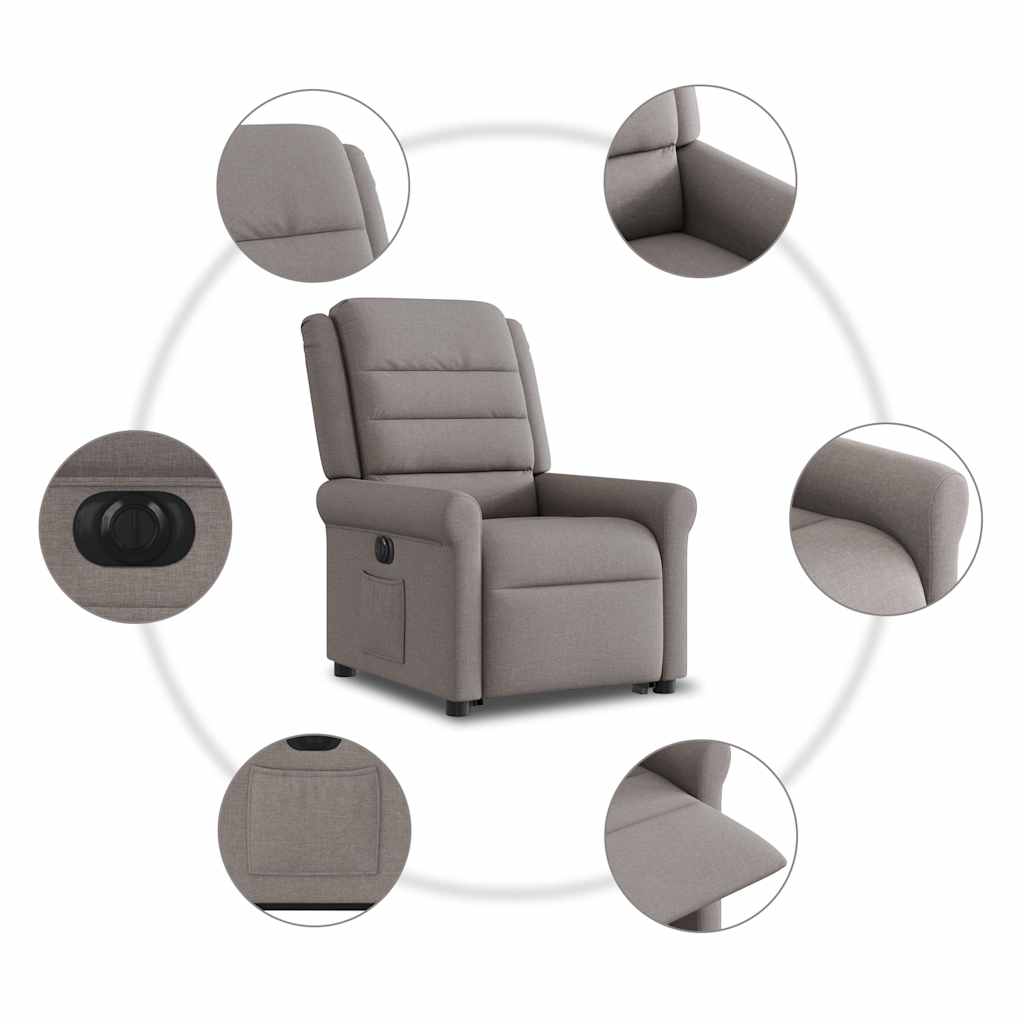 Fauteuil inclinable électrique taupe tissu - XIOS