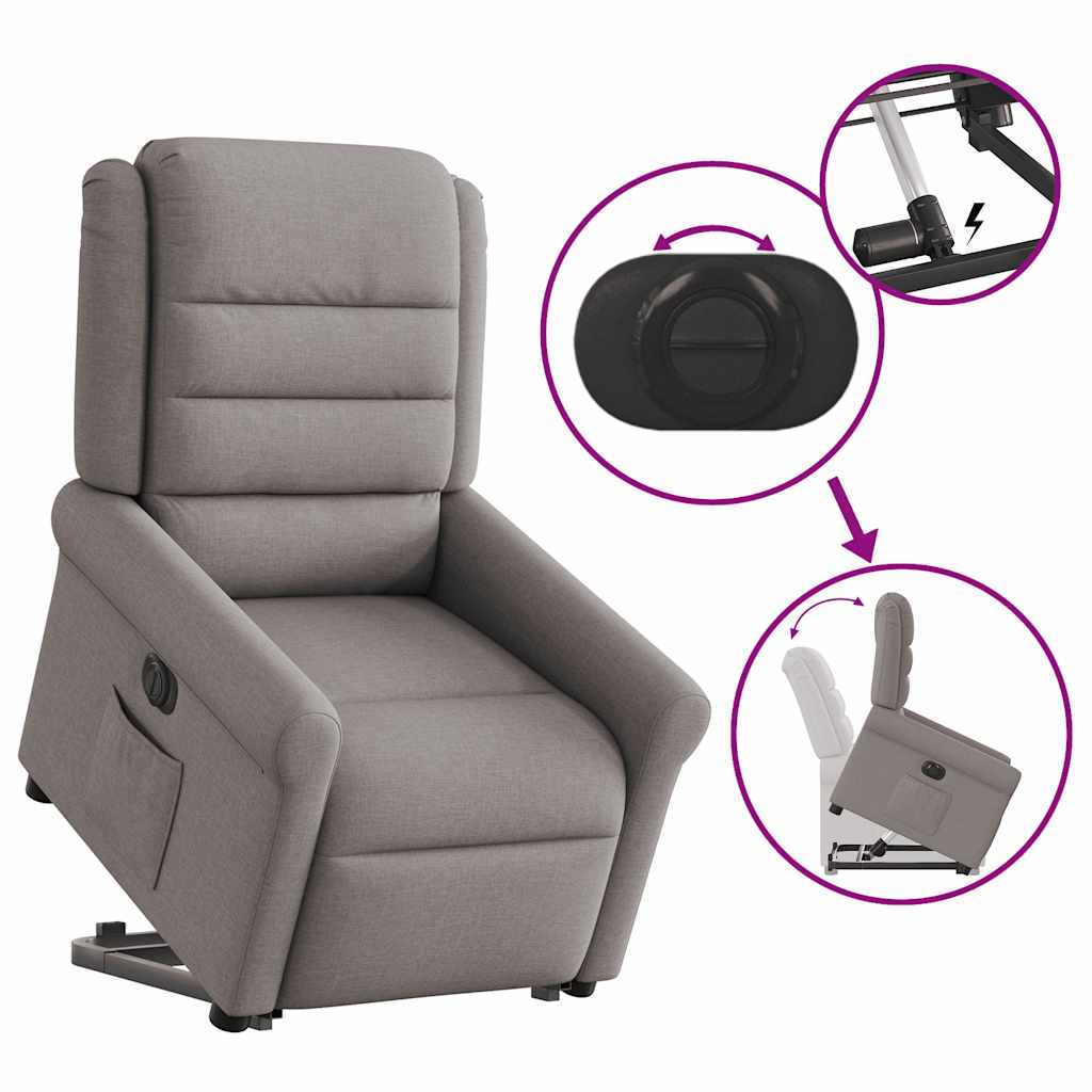Fauteuil inclinable électrique taupe tissu - XIOS