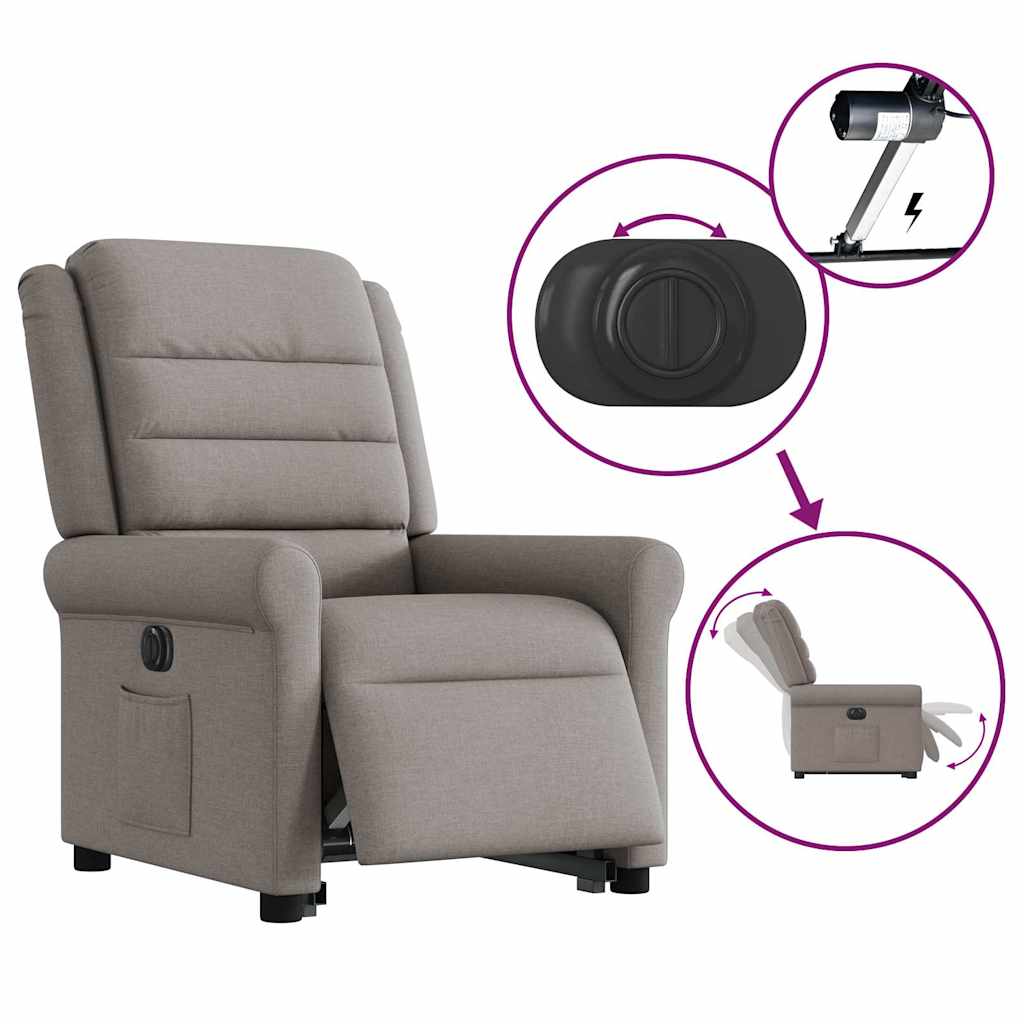 Fauteuil inclinable électrique taupe tissu - XIOS