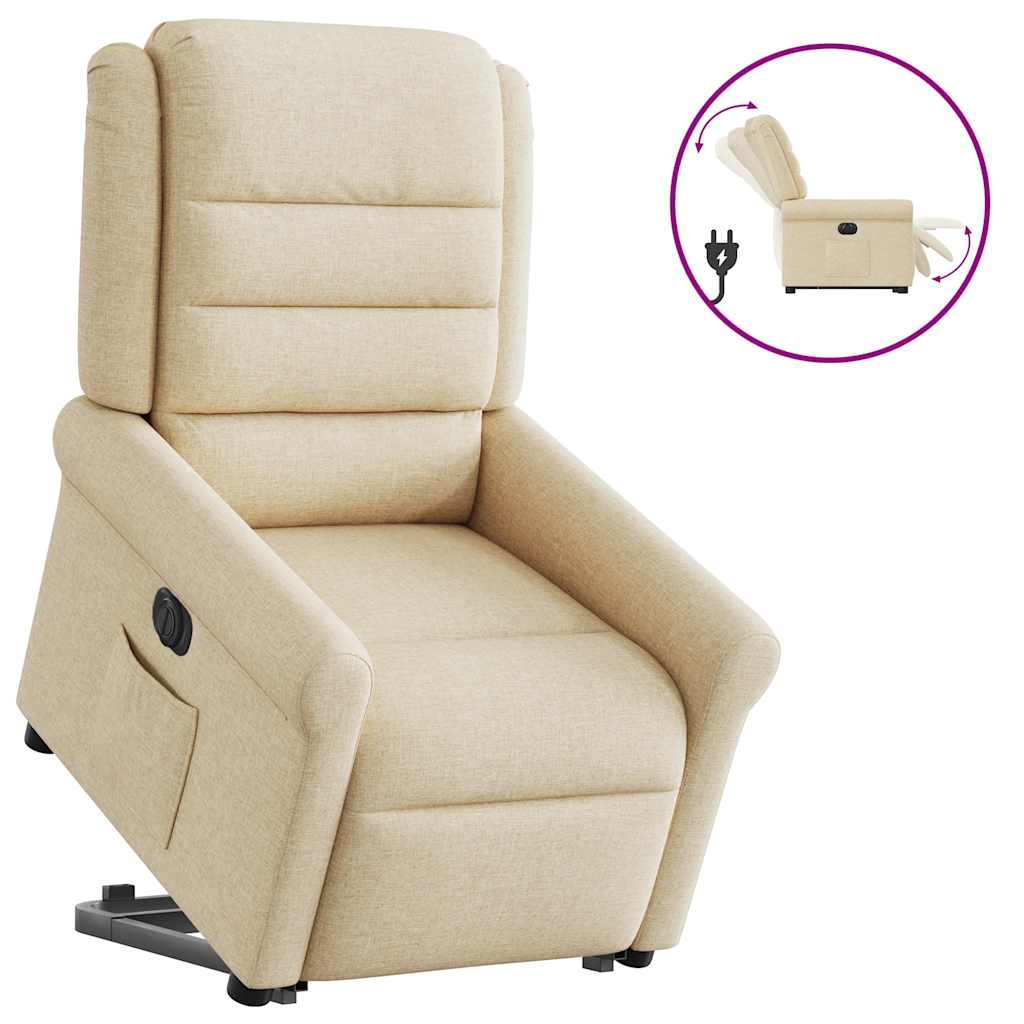 Fauteuil inclinable électrique crème tissu - XIOS