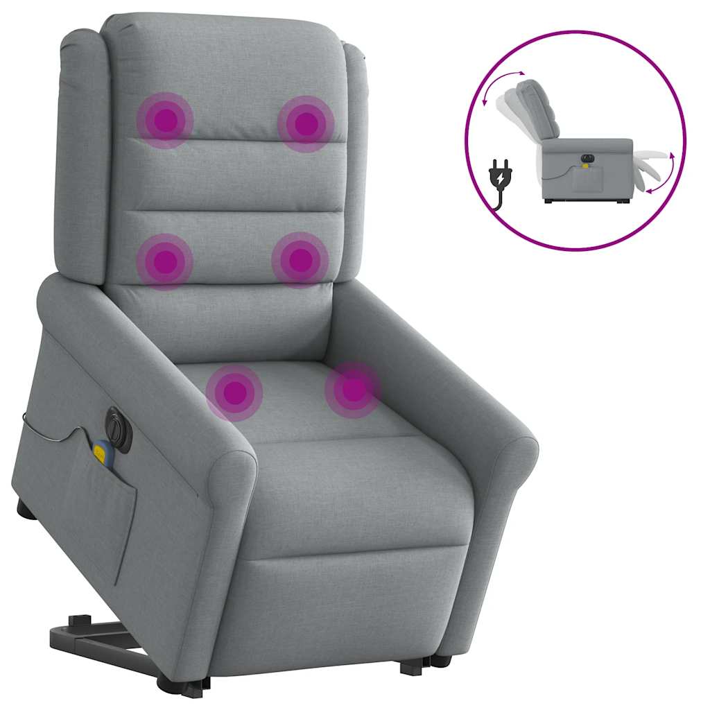 Fauteuil inclinable de massage électrique Gris clair Tissu - XIOS